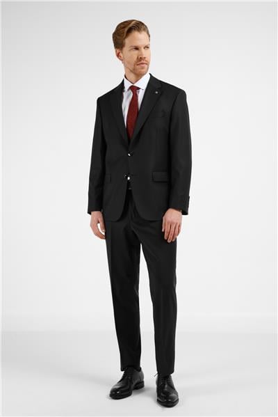 Siyah Mono Yaka 4 Drop Comfort Fit Tam Astar Yünlü Takım Elbise 1001255177