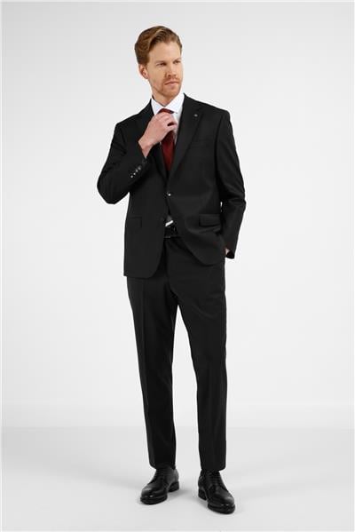 Siyah Mono Yaka 4 Drop Comfort Fit Tam Astar Yünlü Takım Elbise 1001255177