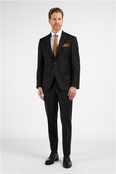 Siyah Mono Yaka 6 Drop Comfort Fit Tam Astar Yünlü Takım Elbise 1001255178