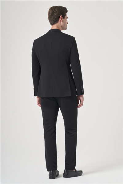 Siyah Mono Yaka 6 Drop Slim Fit Beli Lastikli Takım Elbise 1001260194