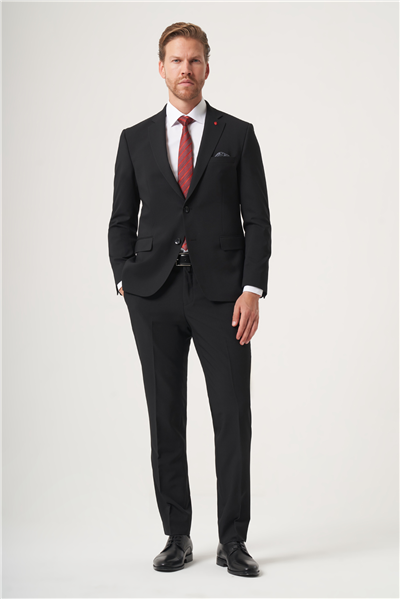 Siyah Mono Yaka 6 Drop Slim Fit Tam Astar Esnek Takım Elbise 1001260181