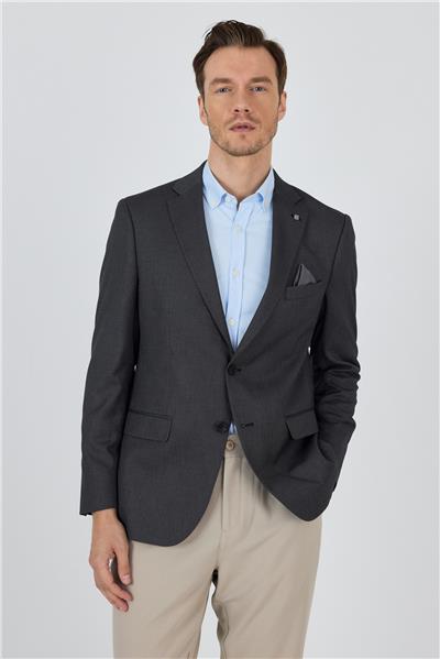 Siyah Mono Yaka Armürlü Tam Astar Esnek 6 Drop Comfort Fit Classic Ceket 1002250153