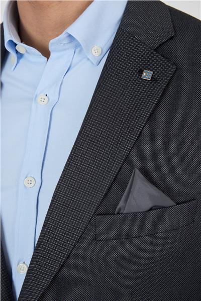 Siyah Mono Yaka Armürlü Tam Astar Esnek 6 Drop Comfort Fit Classic Ceket 1002250153