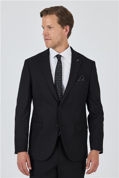 Siyah Mono Yaka Astarlı Çift Yırtmaç Esnek 6 Drop Comfort Fit Classic Takım Elbise 1001250163