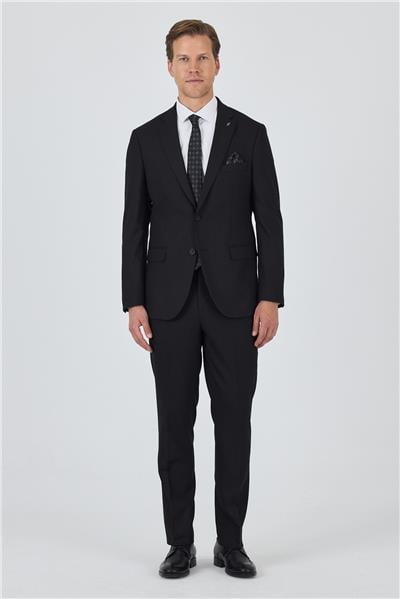 Siyah Mono Yaka Astarlı Çift Yırtmaç Esnek 6 Drop Comfort Fit Classic Takım Elbise 1001250163