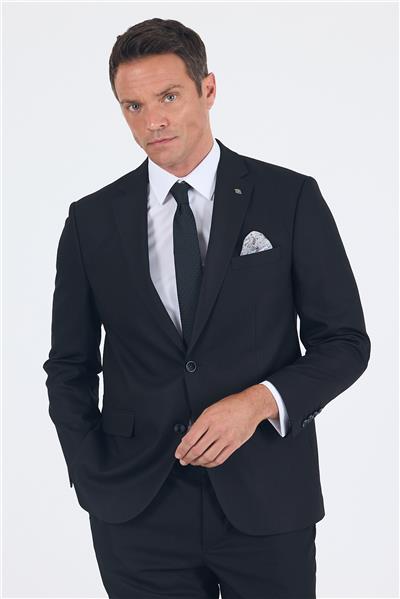 Siyah Mono Yaka Bez Ayağı Tam Astar Pamuklu 4 Drop Comfort Fit Classic Takım Elbise 1001250178