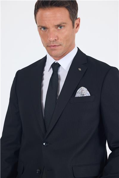 Siyah Mono Yaka Bez Ayağı Tam Astar Pamuklu 4 Drop Comfort Fit Classic Takım Elbise 1001250178