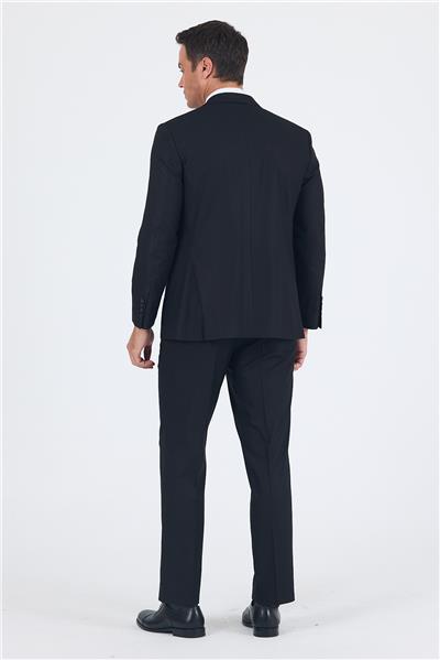 Siyah Mono Yaka Bez Ayağı Tam Astar Pamuklu 4 Drop Comfort Fit Classic Takım Elbise 1001250178