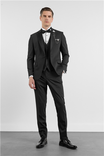 Mono Yaka Düz Desen 6 Drop Slim Fit Esnek Takım Elbise 1001260201