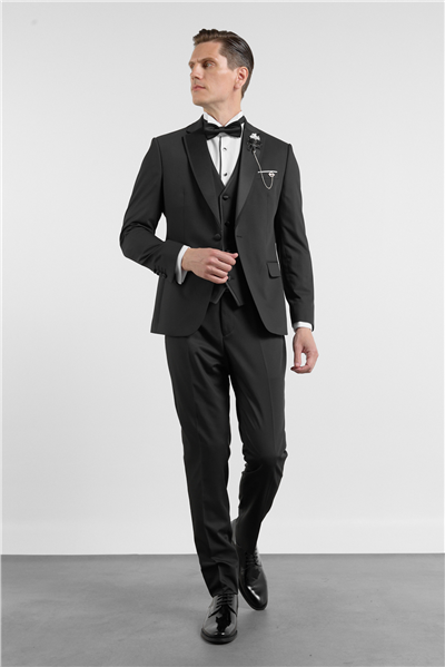 Mono Yaka Düz Desen 6 Drop Slim Fit Esnek Takım Elbise 1001260201