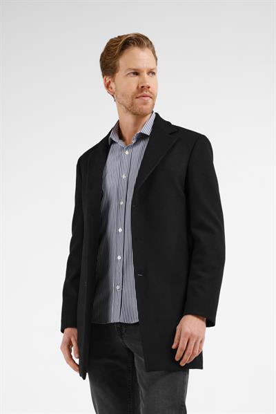 Siyah Mono Yaka Esnek Slim Fit Classic Kaşe Palto 1005255101