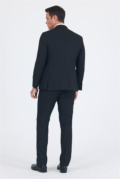 Siyah Mono Yaka Yelekli 6 Drop Slim Fit Takım Elbise 1001260186