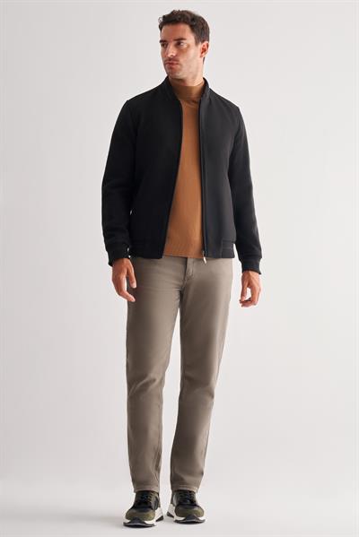 Siyah Kaşe Kolej Yaka Düz Yırtmaçsız Tam Astar Comfort Fit Classic Mont 1007245259