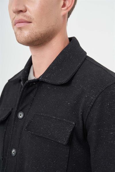 Siyah Örme Polo Yaka Jakarlı Desen Yırtmaçsız Astarsız Slim Fit Classic Mont 1007245160