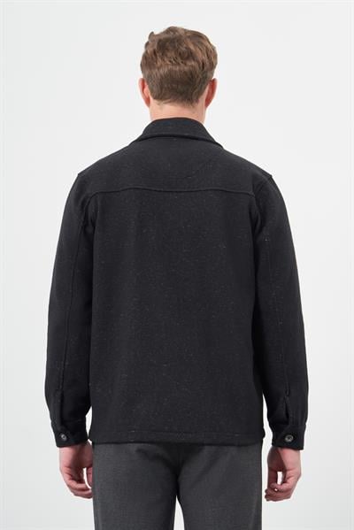 Siyah Örme Polo Yaka Jakarlı Desen Yırtmaçsız Astarsız Slim Fit Classic Mont 1007245160