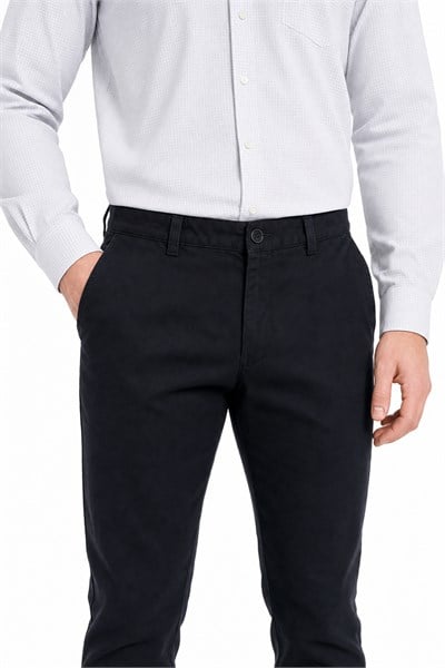 Siyah Pamuklu Yandan Cepli Casual Slim Fit Chino Pantolon 1003235117