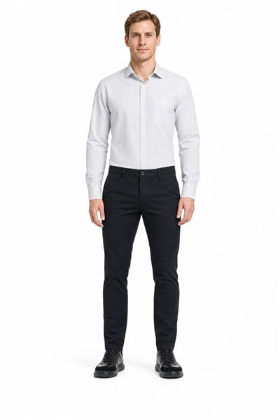 Siyah Pamuklu Yandan Cepli Casual Slim Fit Chino Pantolon 1003235117