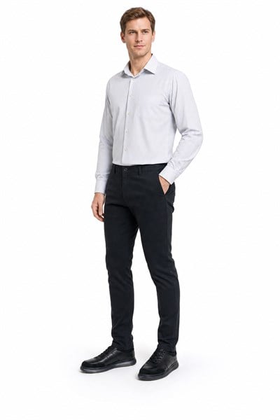 Siyah Pamuklu Yandan Cepli Casual Slim Fit Chino Pantolon 1003235117