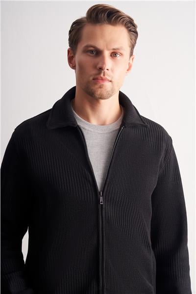 Siyah Polo Yaka  Slim Fit Pamuklu Casual Mont 1007255128