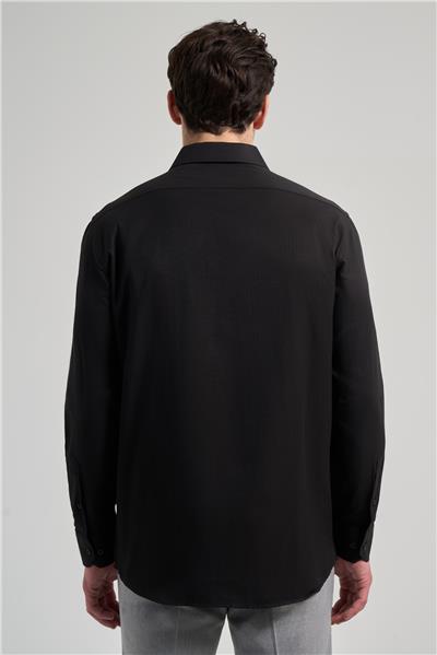 Sert Yaka Düz Classic Pamuklu Comfort Fit Gömlek 1004250213
