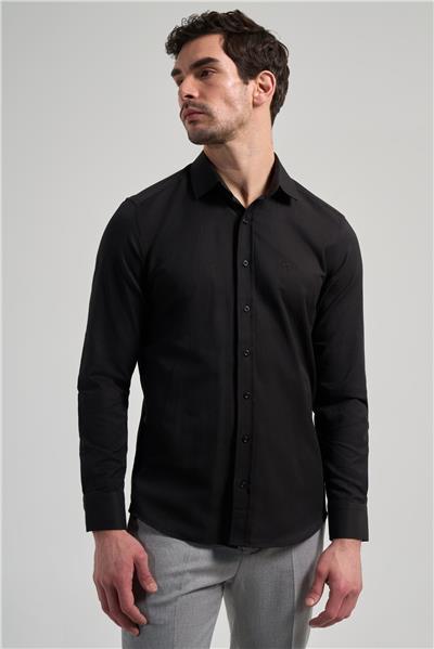 Sert Yaka Düz Classic Pamuklu Slim Fit Gömlek 1004250214