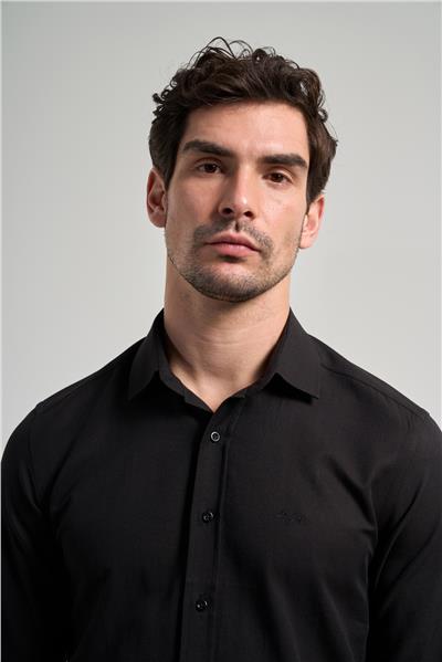 Sert Yaka Düz Classic Pamuklu Slim Fit Gömlek 1004250214