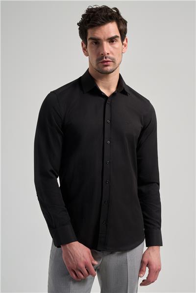Sert Yaka Düz Classic Pamuklu Slim Fit Gömlek 1004250214