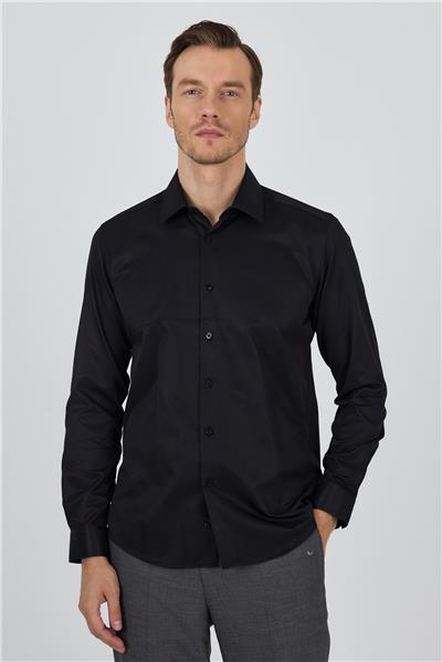Sert Yaka Düz Classic Pamuklu Slim Fit Gömlek 1004250900
