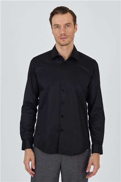Sert Yaka Düz Classic Pamuklu Slim Fit Gömlek 1004250900