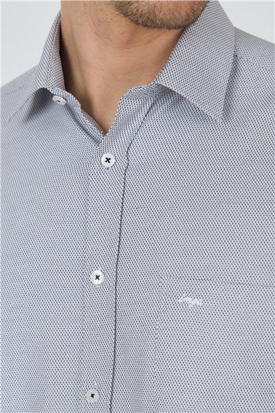 Siyah Sert Yaka Kendinden Desenli Classic Pamuklu Comfort Fit Gömlek 1004250220