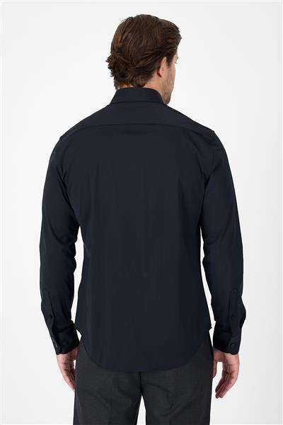 Siyah Uzun Kol Düğmeli Yaka Cepsiz Performans Ürün Slim Fit  Gömlek 1004250270