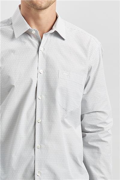 Gri Uzun Kol Kareli Desen Sert Yaka Comfort Fit Gömlek 1004240254