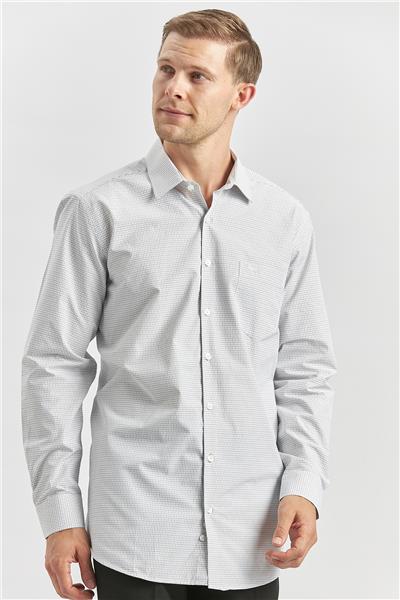 Gri Uzun Kol Kareli Desen Sert Yaka Comfort Fit Gömlek 1004240254