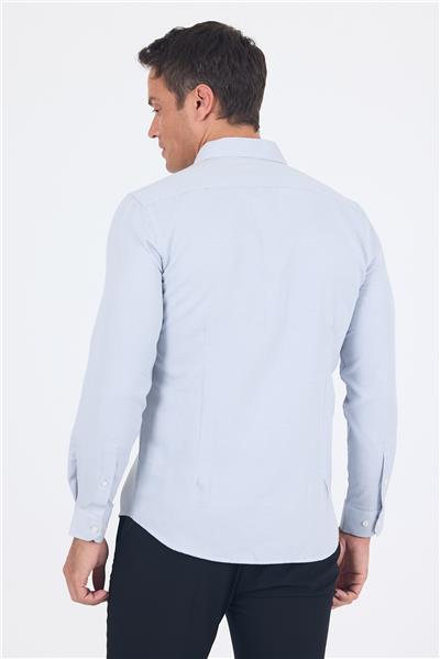 Siyah Uzun Kol Sert Yaka Cepsiz  Slim Fit Pamuklu Gömlek 1004250225