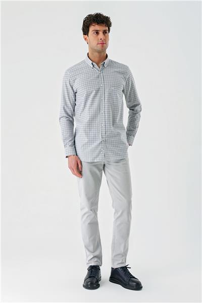 Siyah Uzun Kollu Ekoseli Cepli Garnili Pamuklu Klasik Comfort Fit Rahat Kesim Gömlek 1004240227