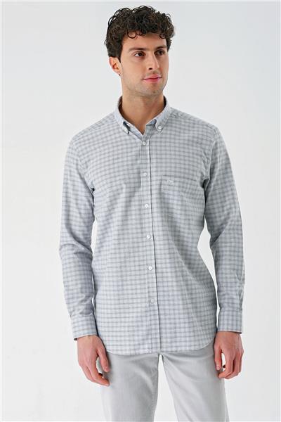 Siyah Uzun Kollu Ekoseli Cepli Garnili Pamuklu Klasik Comfort Fit Rahat Kesim Gömlek 1004240227