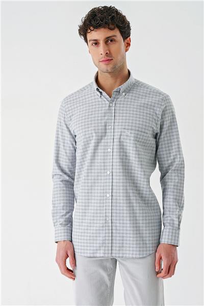 Siyah Uzun Kollu Ekoseli Cepli Garnili Pamuklu Klasik Comfort Fit Rahat Kesim Gömlek 1004240227