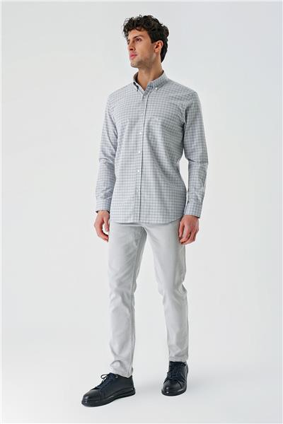 Siyah Uzun Kollu Ekoseli Cepli Garnili Pamuklu Klasik Comfort Fit Rahat Kesim Gömlek 1004240227