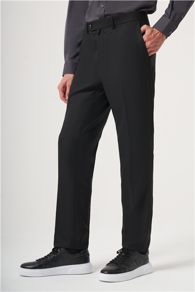 Siyah Yan Cep Açık Paça Bez Ayağı Slim Fit Esnek Pantolon 1003260162