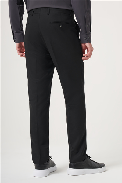 Siyah Yan Cep Açık Paça Bez Ayağı Slim Fit Esnek Pantolon 1003260162