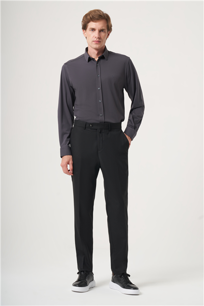 Siyah Yan Cep Açık Paça Bez Ayağı Slim Fit Esnek Pantolon 1003260162