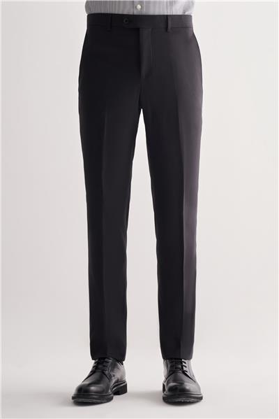 Siyah Yan Cep Açık Paça Kendinden Desenli Slim Fit Esnek Pantolon 1003255151