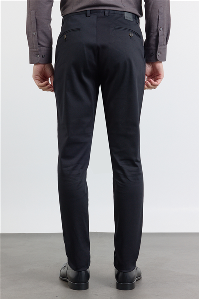 Siyah Yan Cep Düz Paça Armürlü Slim Fit Pamuklu Chino Pantolon 1003260165
