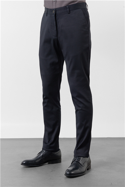 Siyah Yan Cep Düz Paça Armürlü Slim Fit Pamuklu Chino Pantolon 1003260165