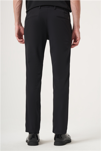 Siyah Yan Cep Düz Paça Örme Lastikli Slim Fit Jogger Pantolon 1003260164