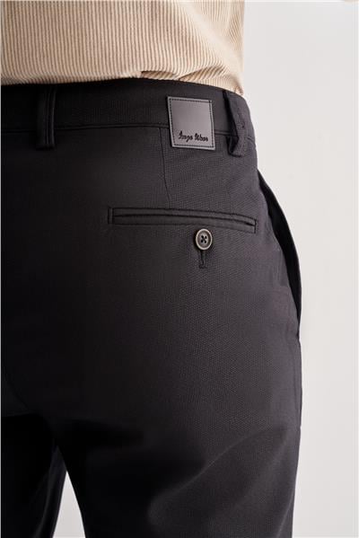 Siyah Yan Cep Düz Paça Pamuklu Comfort Fit Chino Casual Pantolon 1003255166