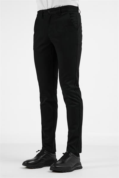 Siyah Yan Cep Düz Paça Pamuklu Slim Fit Chino Casual Pantolon 1003255155