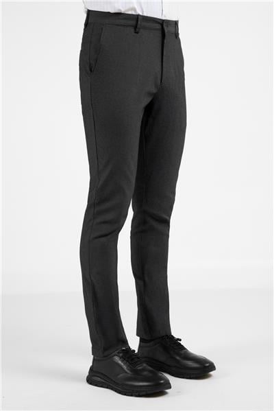 Siyah Yan Cep Düz Paça Pamuklu Slim Fit Chino Casual Pantolon 1003255164