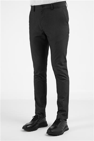Siyah Yan Cep Düz Paça Pamuklu Slim Fit Chino Casual Pantolon 1003255164