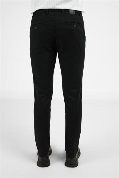 Siyah Yan Cep Düz Paça Pamuklu Slim Fit Chino Casual Pantolon 1003255155
